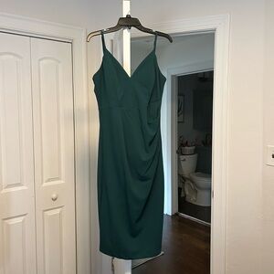 Elegant Forest Green Sleeveless Wedding Guest Dress